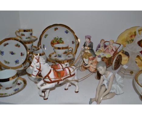 Ceramics - a Nao ballerina; horse and carriage; Royal Albert Old Country Roses; Czechoslovakian tea service; etc