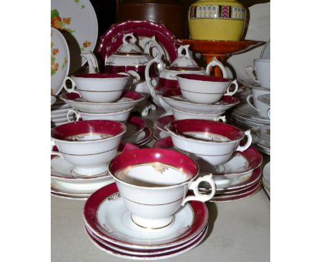 Teaware - German tea service, for twelve, printed with roses;  another, Victorian ; etc