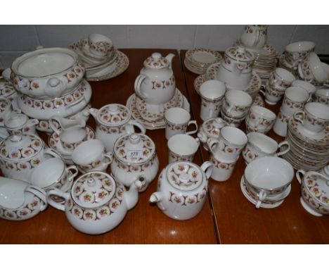 A comprehensive bone china Bakewell Classic dinner and tea service, printed with foliage