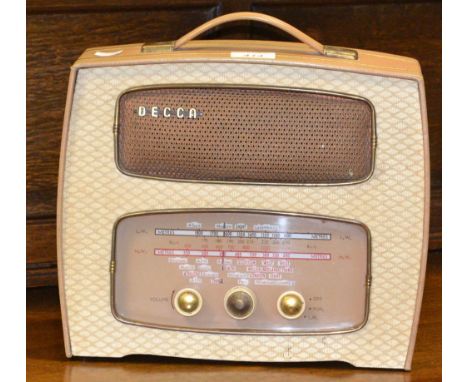 A Vintage Decca TP22 11065 portable radio, cream case , c.1965