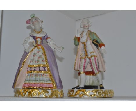 A pair of late 19th century continental bisque porcelain figures as Courtiers, (2)