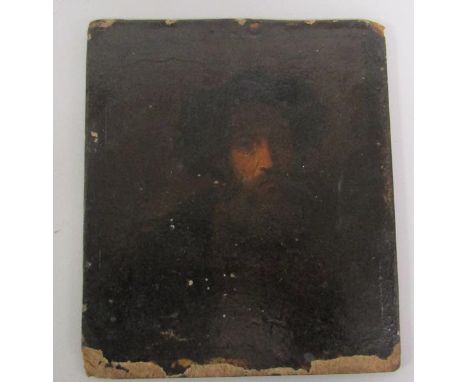 Unsigned late 18c/early 19c - portrait of a gentleman, oil on panel, unframed, 17.5cm x 15cm. 
