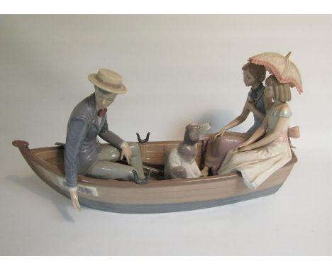 A Lladro porcelain figure group - Love Boat, model no.5343, being limited edition no 16, complete with wooden stand and frame