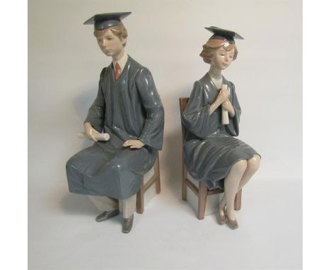 Two Lladro porcelain graduation figures, model no.5199 &amp; 5198, 26cm &amp; 28cm h. 