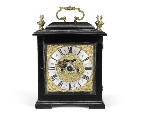 A most interesting late 17th century ebonised single-handed alarm timepiecePeter WalkerThe case with shallow caddy top surmou