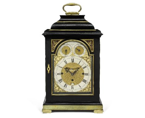 A good mid 18th century brass-bound ebonised quarter chiming table clockWilliam Webster, Exchange Alley, LondonThe inverted b