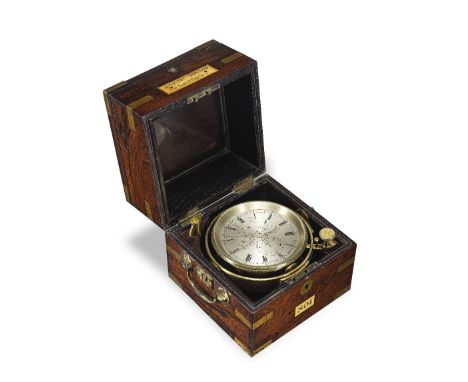A 19th century brass bound rosewood two-day marine chronometerMorris Tobias, 31 Minories London, No. 801The three-part case w