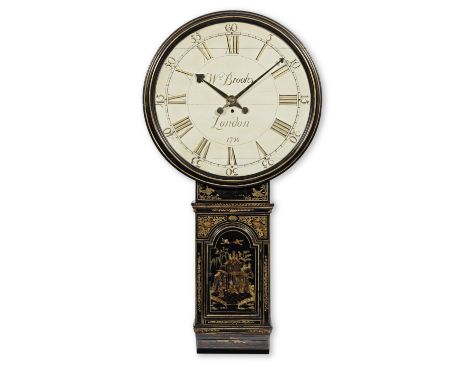 A Chinoiserie decorated tavern timepieceWilliam Brooks, LondonThe 24-inch circular Roman and Arabic dial later signed to the 