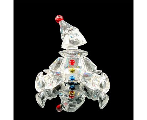 Part of the Cheerful Times theme group. Lead clear crystal clown puppet with frosted crystal face. Swarovski etched backstamp
