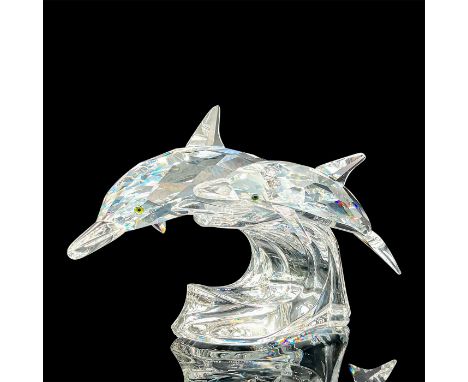 Part of the tree-part SCS series Mother And Child. Lead clear crystal figure of a mother and her young swimming gracefully. S