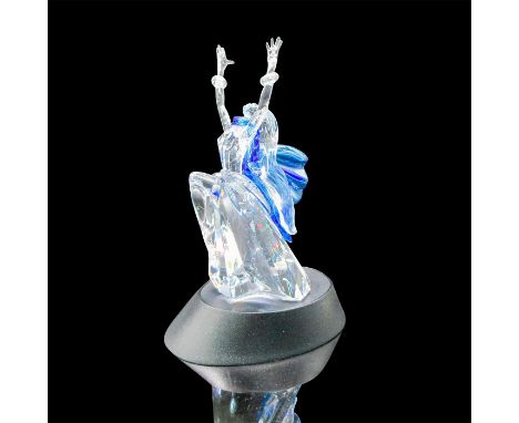Part of the Magic of Dance collection. Clear body in dance pose with long, flowing hair, blue cape and crystal bracelets. Swa