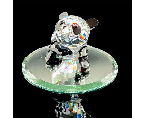 Part of the Endangered Species collection. Lead crystal figure of a panda mother with jet black crystal ears, eyes, and limbs