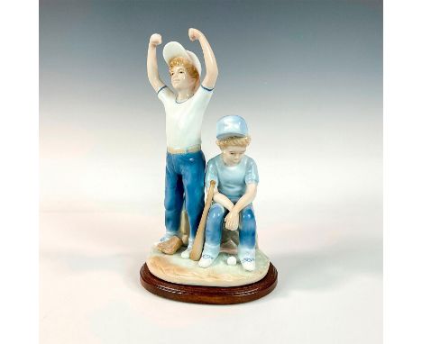 Glossy finish porcelain modeled as two boys, one cheering for the Home Run, the other sad that it occurred. Paul Sebastian 19