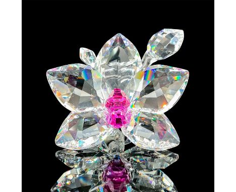 Part of the In The Secret Garden series. Lead crystal beautifully detailed single orchid blossom fully faceted with a pink ce
