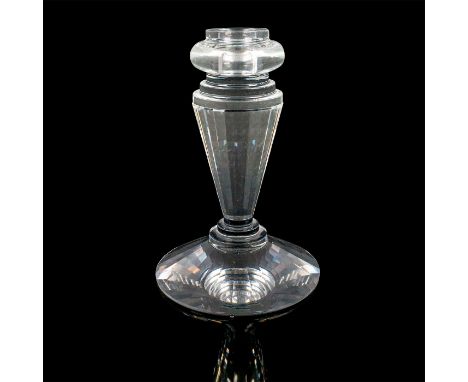 Limited edition lead clear crystal candlestick designed for Swarovski colorless glass.Artist signature etched on base. Swarov