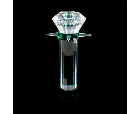 Lead crystal candleholder that was part of the â€œSelection" range. Black crystal base with green crystal collar.Swarovski Se