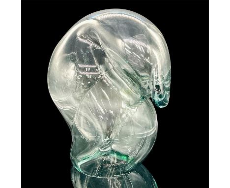 Hand blown, large, clear, art glass orb sculpture. Signed by artist. Artist: John BinghamIssued: 20th centuryDimensions: 10"L