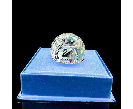 Lead clear crystal retired paperweight was given to members joining the SCS. Features Swarovski swan logo and SCS initials in