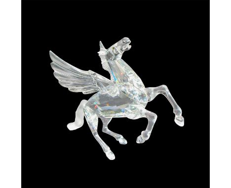 Part of the Fabulous Creatures collection. Clear body, face and wings with frosted mane and tail. Black inset eyes. Swarovski