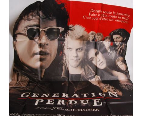 A rare original 1987 French issue one-panel (large) poster for ' The Lost Boys '. Folded, the poster bears the images of the 