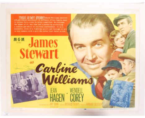 A rare Carbine Williams American release original movie poster c1952 - starring James Stewart, Jean Hagen etc. Autographed by