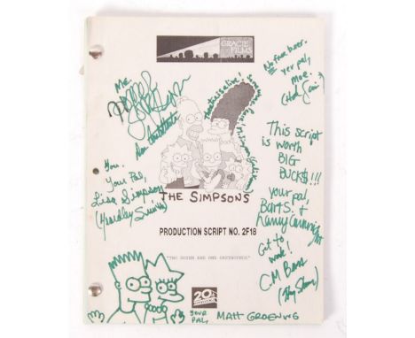 A superb rare original production script from an episode of The Simpsons ' No.2F18 - Two Dozen And One Greyhounds .' Signed t