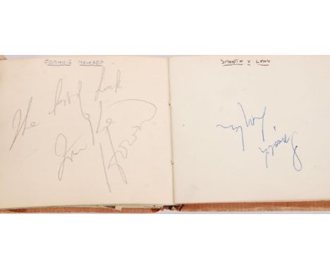 A vintage autograph book belonging to a gentleman in Bristol. Filled with assorted autographs from stars of stage, screen and