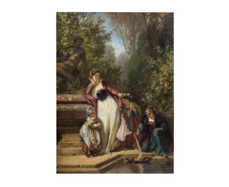 Henri Baron (1816 Besancon - 1885 Genf), Am Brunnen Henri Charles Antoine Baron war ein Schüler von Jean-François Gigoux. Er 