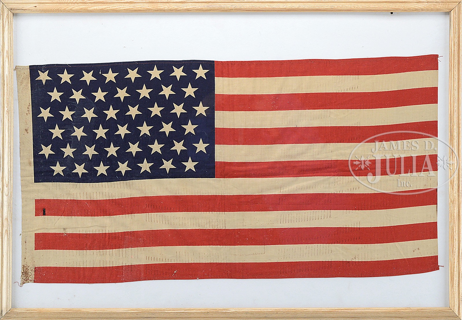 GROUP OF SEVEN LATE 19TH CENTURY AMERICAN FLAGS, ALL FRAMED. Flags in ...