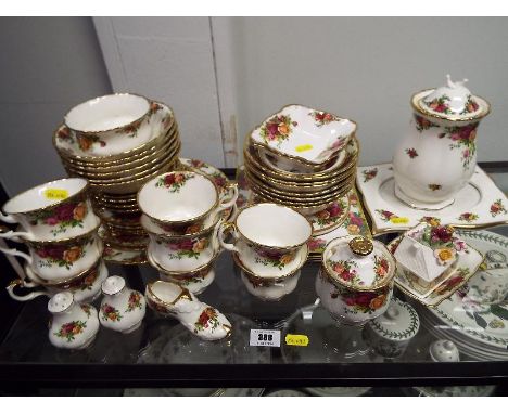 Royal Albert- approximately 44 pieces of Old Country Roses tableware consisting of bowls, cups, salt and pepper, trinket dish