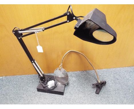 Two adjustable magnifying stands, one with light (2)
