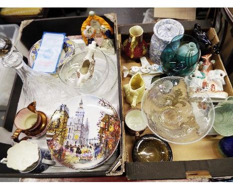 Two boxes containing a mixed lot of ceramics and glassware to include decanters, KSP ceramic ware, approximately 10 collector