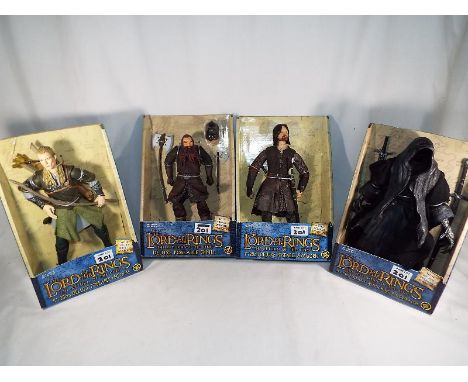 Lord of the Rings - a collection of 4 mint in box Lord of the Ring figures to include deluxe poseable Aragorn, Witch-King Rin