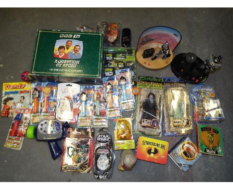 A good mixed lot to include Action Man sound and motion figure, Batman sound and motion figure, a collection of sealed bliste