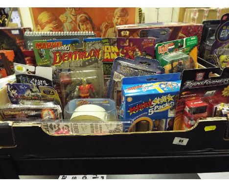 A collection of predominantly sealed blister packs to include Marvel Superheroes, Death Lok, Dual Masters, Lord of the Rings,