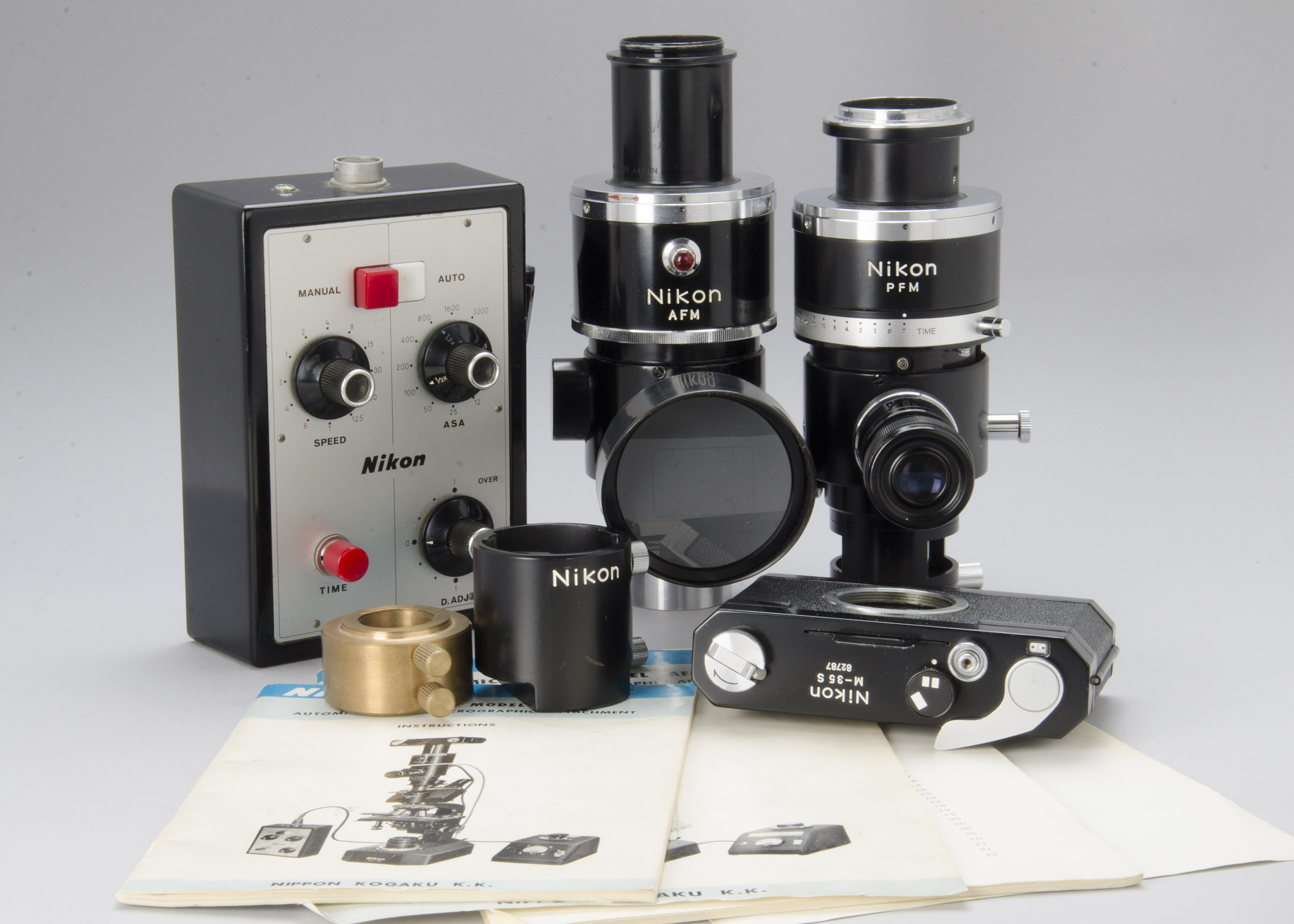 Nikon Microflex Equipment, an AFM set with control box, two Microflex PFM units with accessories