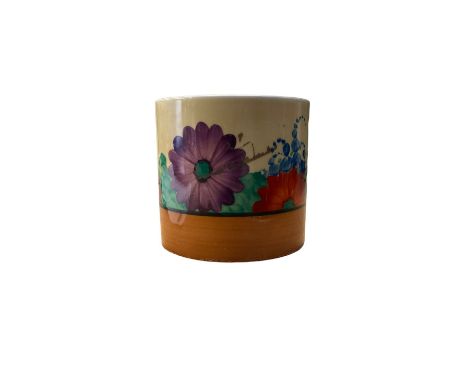 Clarice Cliff Biarritz for Wilkinson Ltd, Gayday preserve jar without lid, H8cm