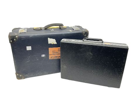 Vintage globetrotter suitcase, together with hard-shell brief case