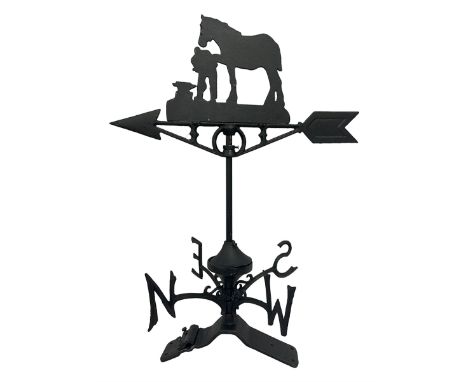 Ridge mounting weathervane with Blacksmith and horse finial, H65Condition Report:Please note this item needs putting together