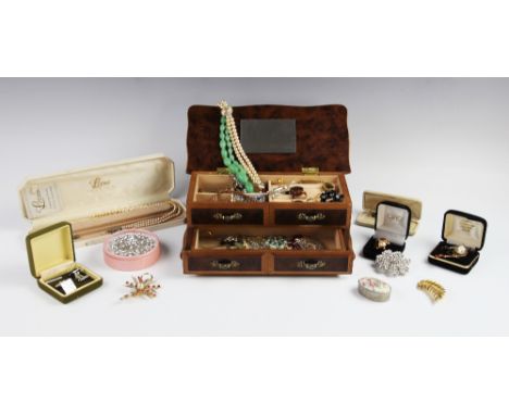 A selection of antique and vintage costume jewellery and jewellery boxes, to include, a Victorian 'Scottish' silver dirk broo