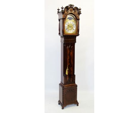 An 18th century style figured walnut and mahogany eight day longcase clock, by Lowe & Sons Chester, 20th century, the figured