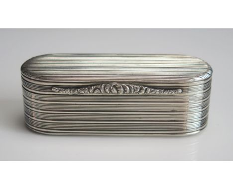 A George IV silver snuff box, maker Charles Rawlings, London, 1823, inscribed to the underside of the lid, of oval outline wi