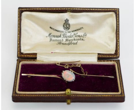 A 9ct Gold and Opal Brooch (63.2mm wide, 3g. Boxed) and one other 