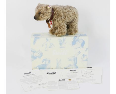 Steiff Yes/No Grizzly Bear, brown tipped mohair, it's tail controls head movement - 2011 White Tag Limited Edition, EAN 66392