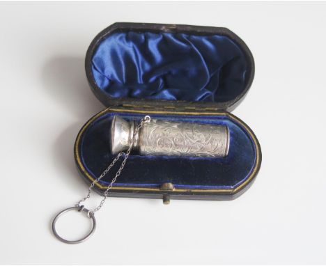 A George V silver scent bottle and cover, maker G E Walton &amp; Co Ltd, Birmingham 1912, of cylindrical form with glass lini