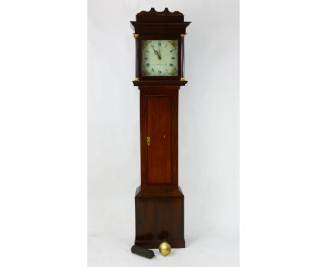 J Murch, Honiton an early 19th century 30 hour, oak longcase clock, with square hood, the trunk with plain field door on a bo