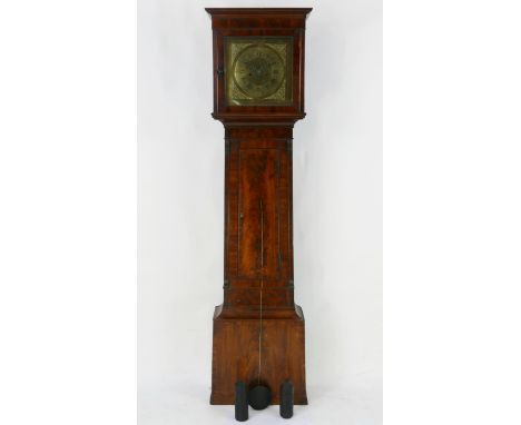 Thomas Lee, Leicester, a late 18th century mahogany and crossbanded longcase clock, with square hood, the trunk with plain do
