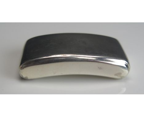 A George III silver snuff box, maker John Shaw, Birmingham, 1813, of plain rectangular convex form, with gilded interior, 6cm