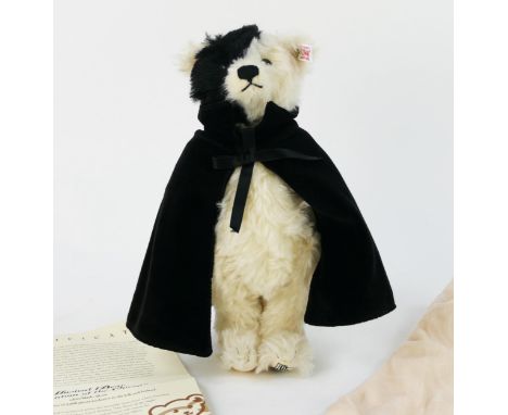 Steiff Musical Bear "Phantom of the Opera", white and black mohair - 2005 White Tag Limited Edition, EAN 662164, 30cm - conta