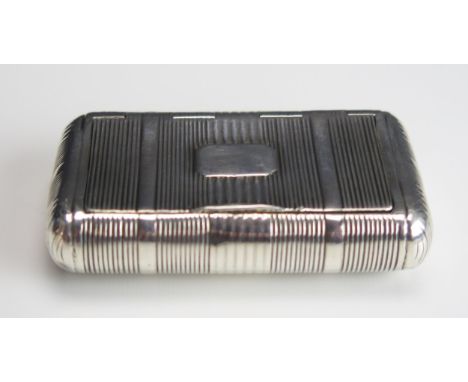 A George III silver snuff box, maker Lea &amp; Clark, Birmingham, 1813, with reeded decoration with gilded interior, 6.5cm wi